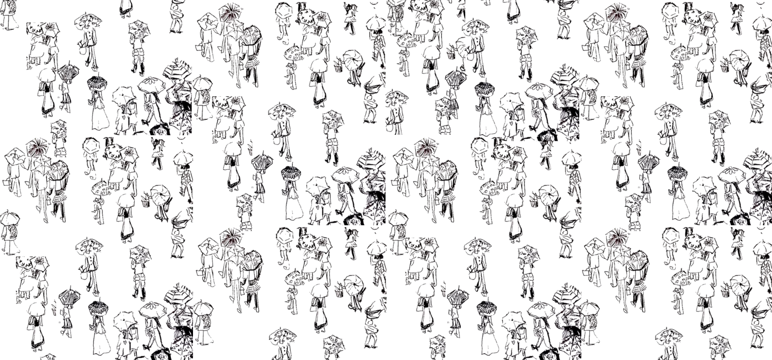 Umbrellas wall to wall
